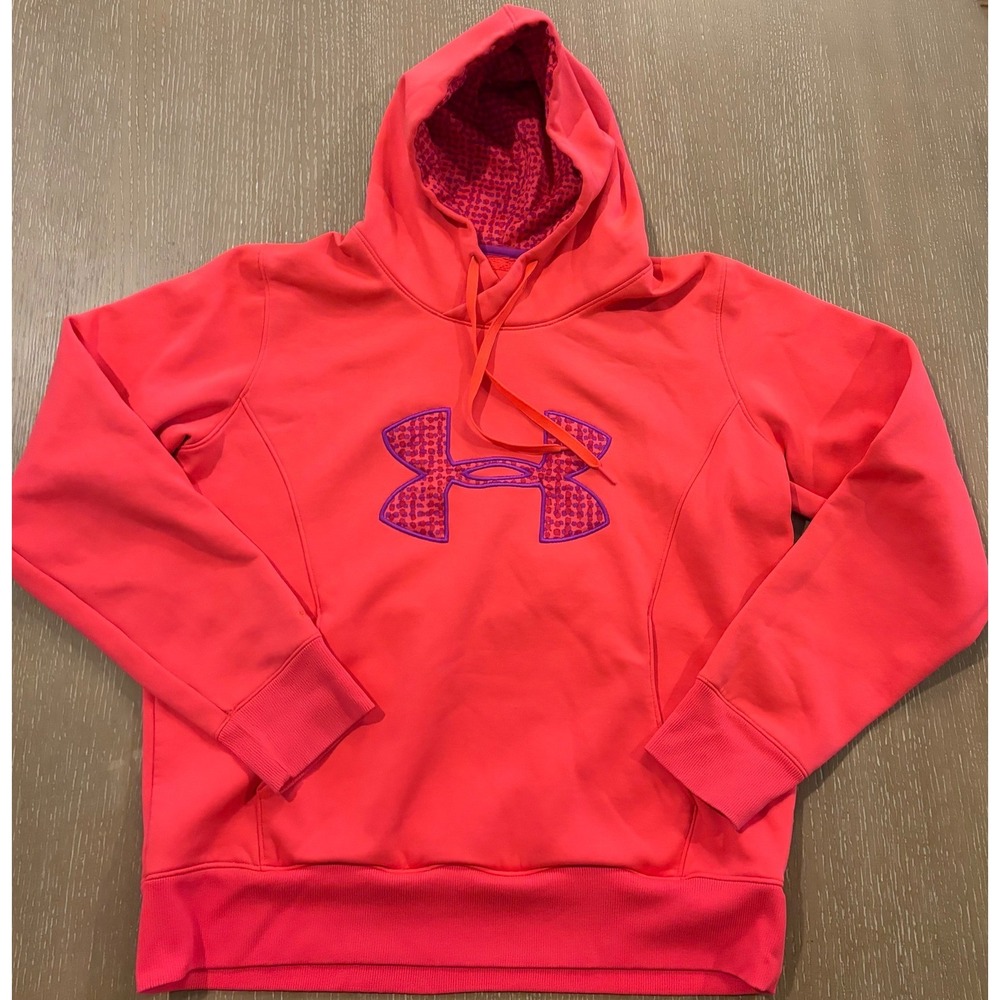 Under Armour Womens ColdGear Storm Hoodie Pink Logo Sweatshirt Large LGâ G G